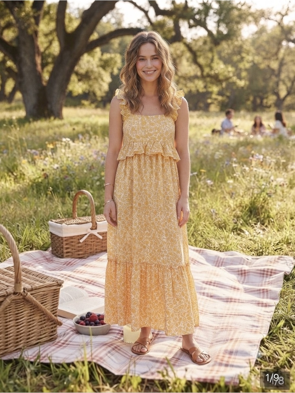 Old Navy Yellow and White Floral Maxi Dress